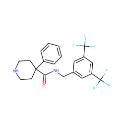 O=C(NCc1cc(C(F)(F)F)cc(C(F)(F)F)c1)C1(c2ccccc2)CCNCC1 ZINC000013443289