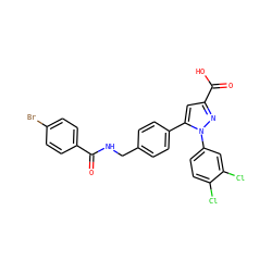 O=C(NCc1ccc(-c2cc(C(=O)O)nn2-c2ccc(Cl)c(Cl)c2)cc1)c1ccc(Br)cc1 ZINC000299866287