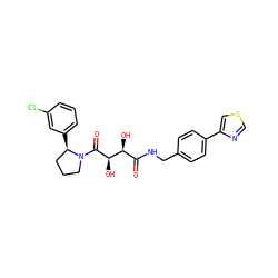 O=C(NCc1ccc(-c2cscn2)cc1)[C@H](O)[C@@H](O)C(=O)N1CCC[C@H]1c1cccc(Cl)c1 ZINC000071334767