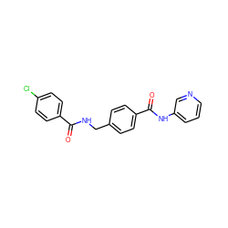 O=C(NCc1ccc(C(=O)Nc2cccnc2)cc1)c1ccc(Cl)cc1 ZINC000103265257