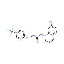 O=C(NCc1ccc(C(F)(F)F)cc1)Nc1cccc2ccc(O)cc12 ZINC000013589059