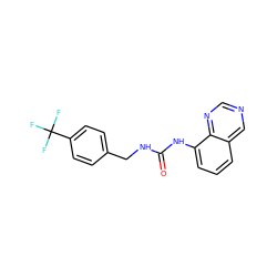 O=C(NCc1ccc(C(F)(F)F)cc1)Nc1cccc2cncnc12 ZINC000013608739