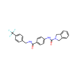 O=C(NCc1ccc(C(F)(F)F)cc1)c1ccc(NC(=O)N2Cc3ccccc3C2)cc1 ZINC000166376607