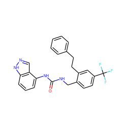 O=C(NCc1ccc(C(F)(F)F)cc1CCc1ccccc1)Nc1cccc2[nH]ncc12 ZINC000049037015