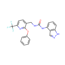 O=C(NCc1ccc(C(F)(F)F)nc1Oc1ccccc1)Nc1cccc2[nH]ncc12 ZINC000049112241