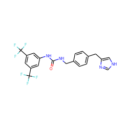 O=C(NCc1ccc(Cc2c[nH]cn2)cc1)Nc1cc(C(F)(F)F)cc(C(F)(F)F)c1 ZINC000013439947