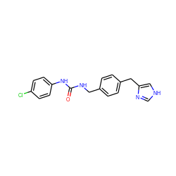 O=C(NCc1ccc(Cc2c[nH]cn2)cc1)Nc1ccc(Cl)cc1 ZINC000013439926