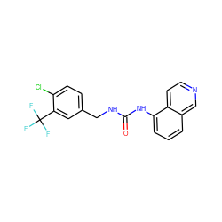 O=C(NCc1ccc(Cl)c(C(F)(F)F)c1)Nc1cccc2cnccc12 ZINC000026823605