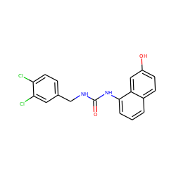 O=C(NCc1ccc(Cl)c(Cl)c1)Nc1cccc2ccc(O)cc12 ZINC000013589065