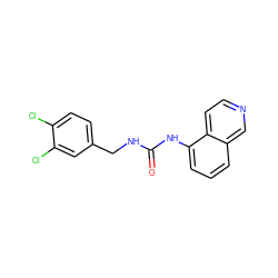 O=C(NCc1ccc(Cl)c(Cl)c1)Nc1cccc2cnccc12 ZINC000026834836