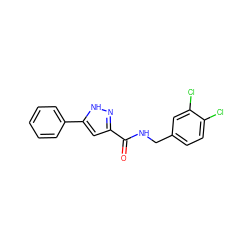 O=C(NCc1ccc(Cl)c(Cl)c1)c1cc(-c2ccccc2)[nH]n1 ZINC000299835221