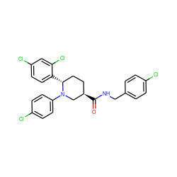 O=C(NCc1ccc(Cl)cc1)[C@@H]1CC[C@@H](c2ccc(Cl)cc2Cl)N(c2ccc(Cl)cc2)C1 ZINC000045338933