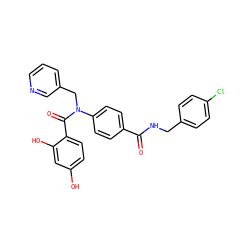 O=C(NCc1ccc(Cl)cc1)c1ccc(N(Cc2cccnc2)C(=O)c2ccc(O)cc2O)cc1 ZINC000653764972