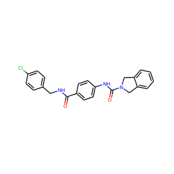 O=C(NCc1ccc(Cl)cc1)c1ccc(NC(=O)N2Cc3ccccc3C2)cc1 ZINC000166515443