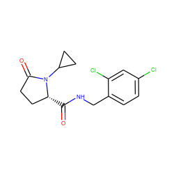 O=C(NCc1ccc(Cl)cc1Cl)[C@@H]1CCC(=O)N1C1CC1 ZINC000095565881