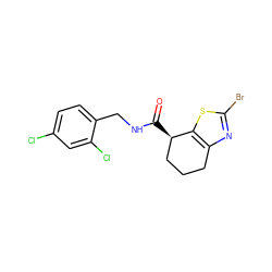 O=C(NCc1ccc(Cl)cc1Cl)[C@@H]1CCCc2nc(Br)sc21 ZINC000220876051