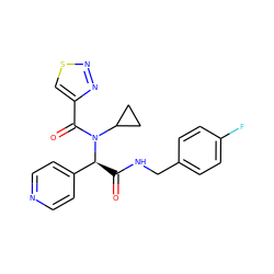 O=C(NCc1ccc(F)cc1)[C@@H](c1ccncc1)N(C(=O)c1csnn1)C1CC1 ZINC000004858801