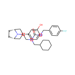 O=C(NCc1ccc(F)cc1)N(CCN1[C@H]2CC[C@@H]1C[C@H](c1cccc(O)c1)C2)CC1CCCCC1 ZINC000117292856