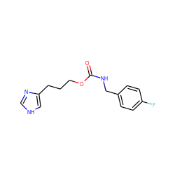 O=C(NCc1ccc(F)cc1)OCCCc1c[nH]cn1 ZINC000013747081