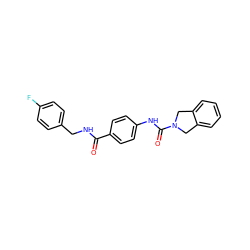 O=C(NCc1ccc(F)cc1)c1ccc(NC(=O)N2Cc3ccccc3C2)cc1 ZINC000106322154