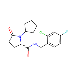 O=C(NCc1ccc(F)cc1Cl)[C@@H]1CCC(=O)N1C1CCCC1 ZINC000058590554