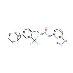O=C(NCc1ccc(N2[C@H]3CCC[C@@H]2CC3)cc1C(F)(F)F)Nc1cccc2[nH]ncc12 ZINC000014973533