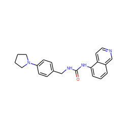 O=C(NCc1ccc(N2CCCC2)cc1)Nc1cccc2cnccc12 ZINC000014973411