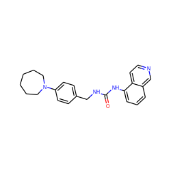 O=C(NCc1ccc(N2CCCCCC2)cc1)Nc1cccc2cnccc12 ZINC000014973420