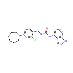 O=C(NCc1ccc(N2CCCCCC2)cc1Cl)Nc1cccc2[nH]ncc12 ZINC000014973505