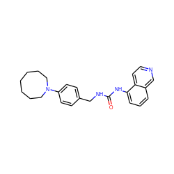 O=C(NCc1ccc(N2CCCCCCC2)cc1)Nc1cccc2cnccc12 ZINC000014973425