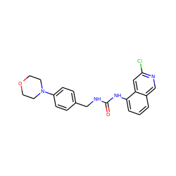 O=C(NCc1ccc(N2CCOCC2)cc1)Nc1cccc2cnc(Cl)cc12 ZINC000014973469