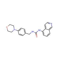 O=C(NCc1ccc(N2CCOCC2)cc1)Nc1cccc2cnccc12 ZINC000014973433