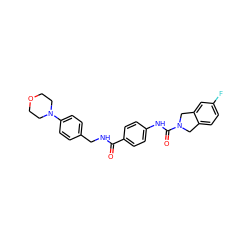 O=C(NCc1ccc(N2CCOCC2)cc1)c1ccc(NC(=O)N2Cc3ccc(F)cc3C2)cc1 ZINC000166979769