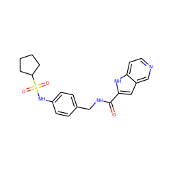 O=C(NCc1ccc(NS(=O)(=O)C2CCCC2)cc1)c1cc2cnccc2[nH]1 ZINC001772655569