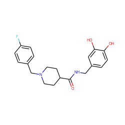 O=C(NCc1ccc(O)c(O)c1)C1CCN(Cc2ccc(F)cc2)CC1 ZINC000473249281