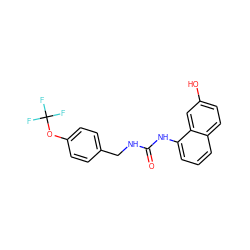 O=C(NCc1ccc(OC(F)(F)F)cc1)Nc1cccc2ccc(O)cc12 ZINC000013589062