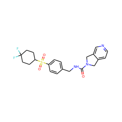 O=C(NCc1ccc(S(=O)(=O)C2CCC(F)(F)CC2)cc1)N1Cc2ccncc2C1 ZINC000096283100