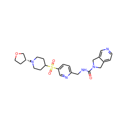 O=C(NCc1ccc(S(=O)(=O)C2CCN([C@@H]3CCOC3)CC2)cn1)N1Cc2ccncc2C1 ZINC000224956161