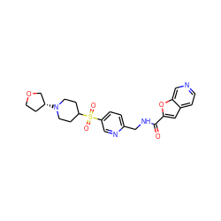 O=C(NCc1ccc(S(=O)(=O)C2CCN([C@@H]3CCOC3)CC2)cn1)c1cc2ccncc2o1 ZINC000224978290