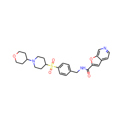 O=C(NCc1ccc(S(=O)(=O)C2CCN(C3CCOCC3)CC2)cc1)c1cc2ccncc2o1 ZINC000223599173