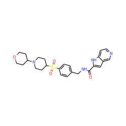 O=C(NCc1ccc(S(=O)(=O)C2CCN(C3CCOCC3)CC2)cc1)c1cc2cnccc2[nH]1 ZINC000223601021