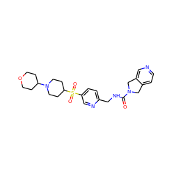 O=C(NCc1ccc(S(=O)(=O)C2CCN(C3CCOCC3)CC2)cn1)N1Cc2ccncc2C1 ZINC000224976960