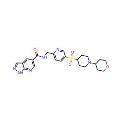 O=C(NCc1ccc(S(=O)(=O)C2CCN(C3CCOCC3)CC2)cn1)c1cnc2[nH]ncc2c1 ZINC000205978441