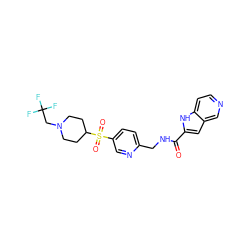 O=C(NCc1ccc(S(=O)(=O)C2CCN(CC(F)(F)F)CC2)cn1)c1cc2cnccc2[nH]1 ZINC001772569752