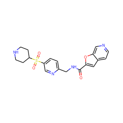 O=C(NCc1ccc(S(=O)(=O)C2CCNCC2)cn1)c1cc2ccncc2o1 ZINC000206013328