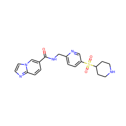 O=C(NCc1ccc(S(=O)(=O)C2CCNCC2)cn1)c1ccc2nccn2c1 ZINC000206013349