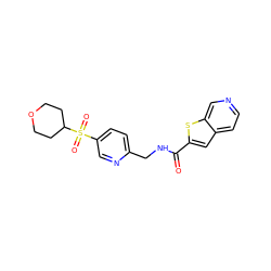 O=C(NCc1ccc(S(=O)(=O)C2CCOCC2)cn1)c1cc2ccncc2s1 ZINC000223399826