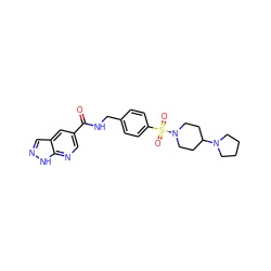 O=C(NCc1ccc(S(=O)(=O)N2CCC(N3CCCC3)CC2)cc1)c1cnc2[nH]ncc2c1 ZINC000169342467