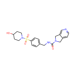 O=C(NCc1ccc(S(=O)(=O)N2CCC(O)CC2)cc1)N1Cc2ccncc2C1 ZINC000096283085