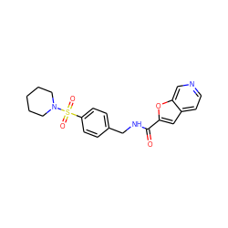 O=C(NCc1ccc(S(=O)(=O)N2CCCCC2)cc1)c1cc2ccncc2o1 ZINC000096282799